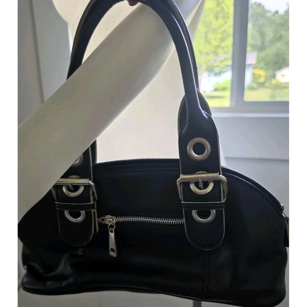 Vintage Chateau Y2K Black Hobo Bag Double Buckle Hardware Grunge Shoulder Purse